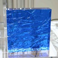 This Image Shows Transparent Blue Crushed Ice Acrylic Sheet (Special Order) Which Has Been Laminated With Clear Acrylic Block