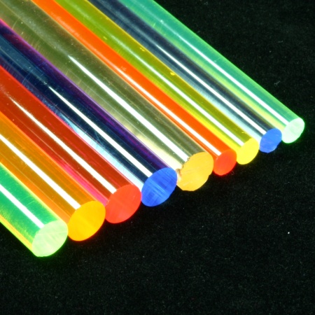 selection of fluorescent round acrylic rod
